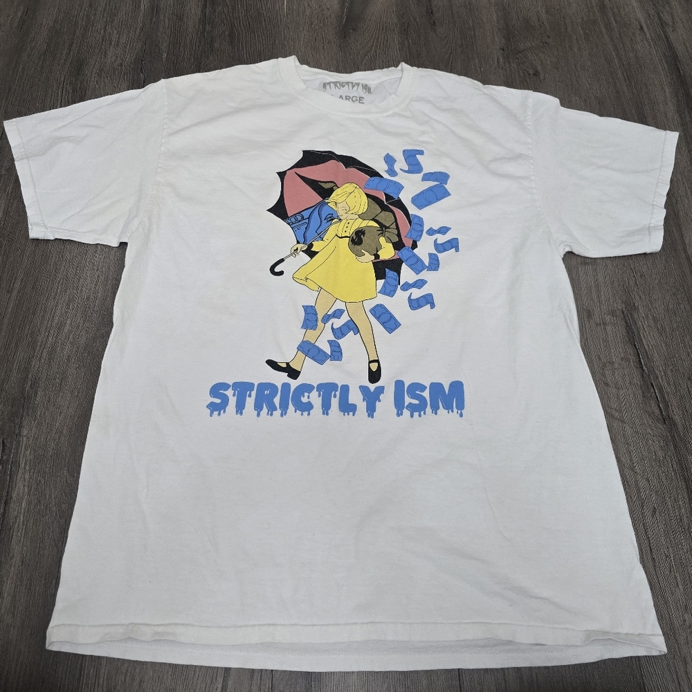 Strictlyism Short sleeve Tee Girl With Umbrella & Bag Of Money Flying Everywhere